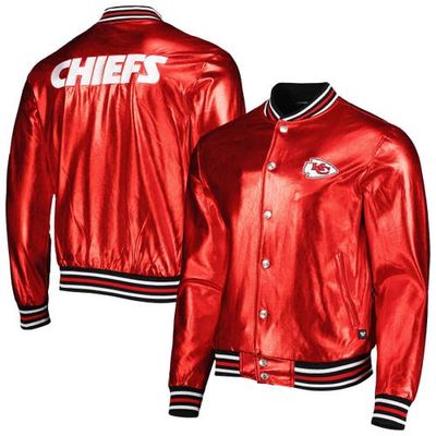 Men's The Wild Collective Red Kansas City Chiefs Metallic Bomber Full-Snap Jacket