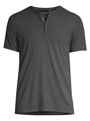 Men's Three-Button Tee - Charcoal Heather - Size XXL - Charcoal Heather - Size XXL