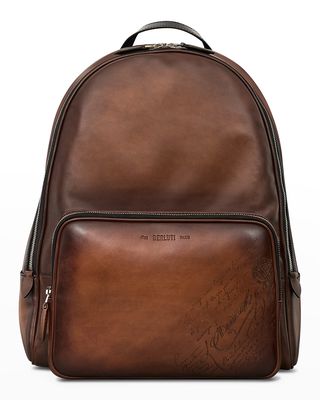 Men's Time Off Scritto Swipe Leather Backpack