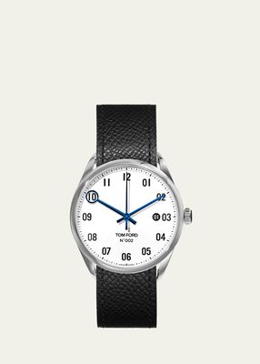 Men's TOM FORD N.002 Watch, Stainless Steel with Pebbled Leather Strap
