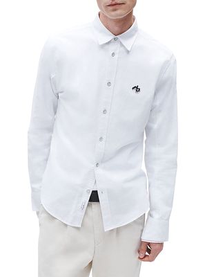 Men's Tomlin Cotton Oxford Shirt - White - Size Small