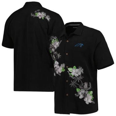 Men's Tommy Bahama Black Carolina Panthers Sport Azule Oasis Camp Button-Up Shirt