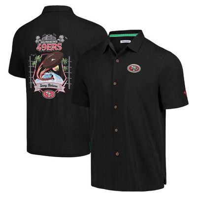 Men's Tommy Bahama Black San Francisco 49ers Tidal Kickoff Camp Button-Up Shirt