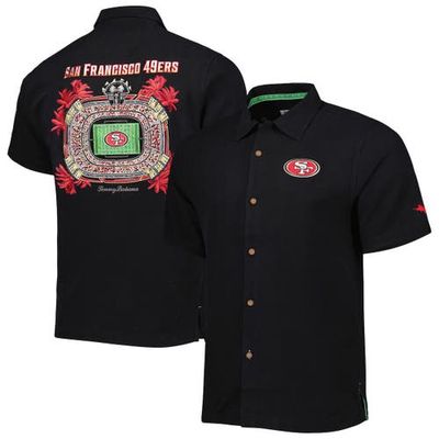 Men's Tommy Bahama Black San Francisco 49ers Top of Your Game Camp Button-Up Shirt