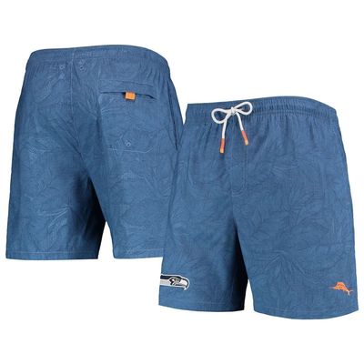 Men's Tommy Bahama College Navy Seattle Seahawks Naples Layered Leaves Swim Trunks in Blue