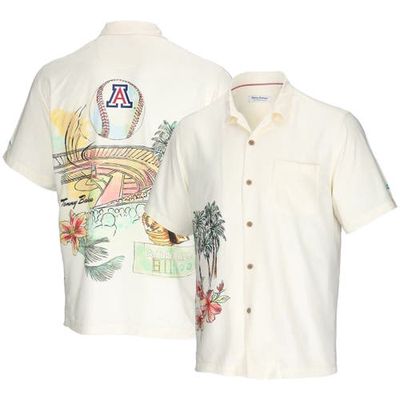 Men's Tommy Bahama Cream Arizona Wildcats Paradise Fly Ball Camp Button-Up Shirt