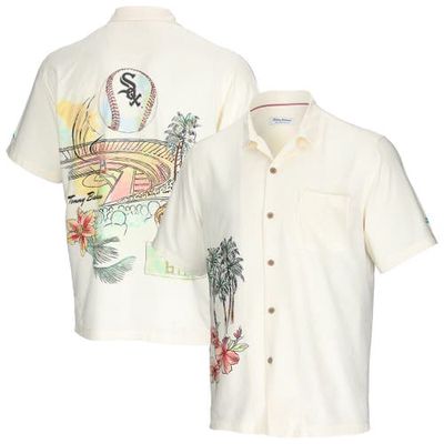 Men's Tommy Bahama Cream Chicago White Sox Paradise Fly Ball Camp Button-Up Shirt