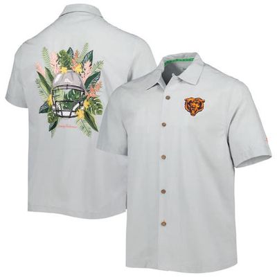 Men's Tommy Bahama Gray Chicago Bears Coconut Point Frondly Fan Camp IslandZone Button-Up Shirt
