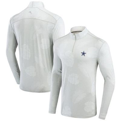 Men's Tommy Bahama Gray Dallas Cowboys Delray Frond IslandZone Half-Zip Sweatshirt