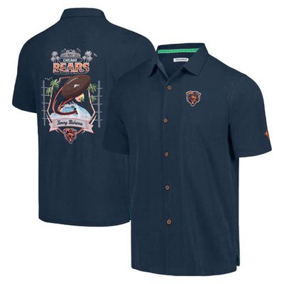 Men's Tommy Bahama Navy Chicago Bears Tidal Kickoff Camp Button-Up Shirt