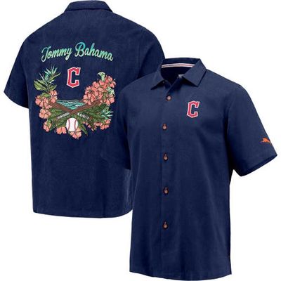 Men's Tommy Bahama Navy Cleveland Guardians Baseball Bay Button-Up Shirt