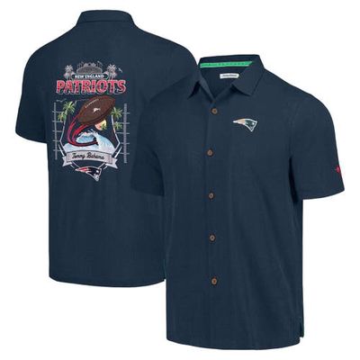 Men's Tommy Bahama Navy New England Patriots Tidal Kickoff Camp Button-Up Shirt