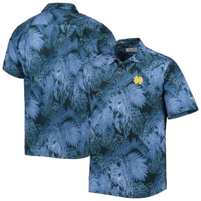 Men's Tommy Bahama Navy Notre Dame Fighting Irish Coast Luminescent Fronds IslandZone Button-Up Camp Shirt