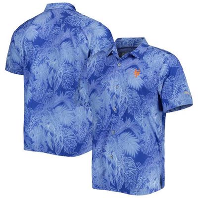 Men's Tommy Bahama Royal New York Mets Big & Tall Luminescent Fronds Camp IslandZone Button-Up Shirt