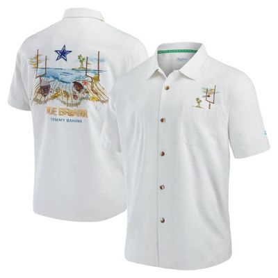 Men's Tommy Bahama White Dallas Cowboys Tide Breaker IslandZone Camp Button-Up Shirt