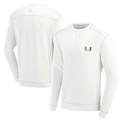 Men's Tommy Bahama White Miami Hurricanes Tobago Bay Pullover Sweatshirt