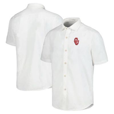 Men's Tommy Bahama White Oklahoma Sooners Coconut Point Palm Vista IslandZone Camp Button-Up Shirt