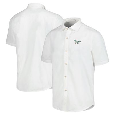 Men's Tommy Bahama White Philadelphia Eagles Sport Coconut Point Palm Vista IslandZone Button-Up Camp Shirt