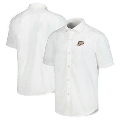 Men's Tommy Bahama White Purdue Boilermakers Coconut Point Palm Vista IslandZone Camp Button-Up Shirt