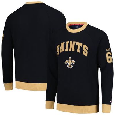Men's Tommy Hilfiger Black/Gold New Orleans Saints Reese Raglan Tri-Blend Pullover Sweatshirt