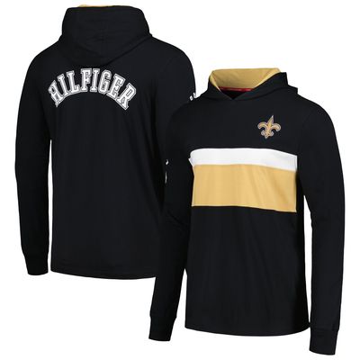 Men's Tommy Hilfiger Black New Orleans Saints Morgan Long Sleeve Hoodie T-Shirt