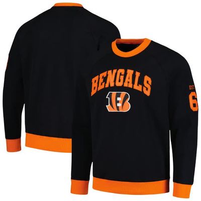 Men's Tommy Hilfiger Black/Orange Cincinnati Bengals Reese Raglan Tri-Blend Pullover Sweatshirt