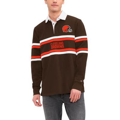 Men's Tommy Hilfiger Brown Cleveland Browns Cory Varsity Rugby Long Sleeve T-Shirt