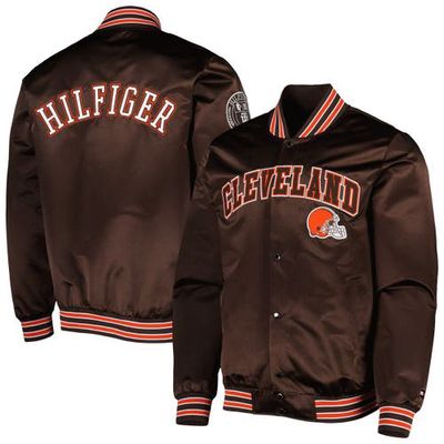 Men's Tommy Hilfiger Brown Cleveland Browns Elliot Varsity Full-Snap Jacket