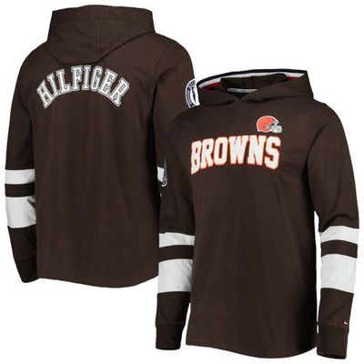 Men's Tommy Hilfiger Brown/White Cleveland Browns Alex Long Sleeve Hoodie T-Shirt
