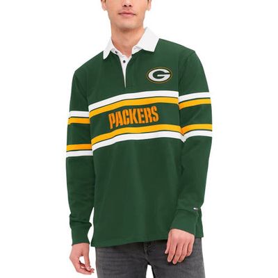 Men's Tommy Hilfiger Green Green Bay Packers Cory Varsity Rugby Long Sleeve T-Shirt