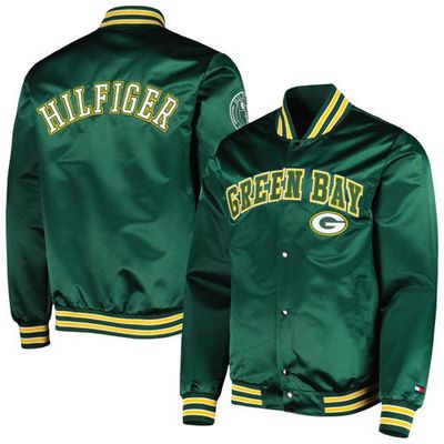 Men's Tommy Hilfiger Green Green Bay Packers Elliot Varsity Full-Snap Jacket