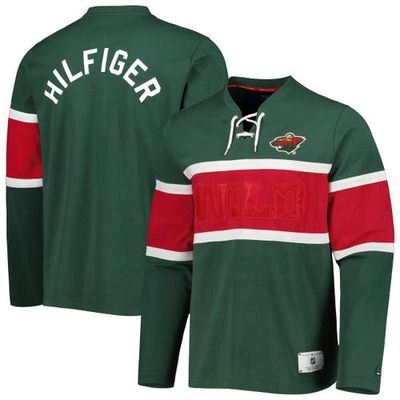 Men's Tommy Hilfiger Green Minnesota Wild Walter Lace-Up Long Sleeve Top
