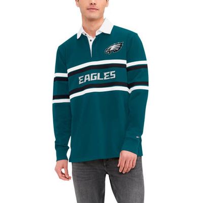 Men's Tommy Hilfiger Green Philadelphia Eagles Cory Varsity Rugby Long Sleeve T-Shirt