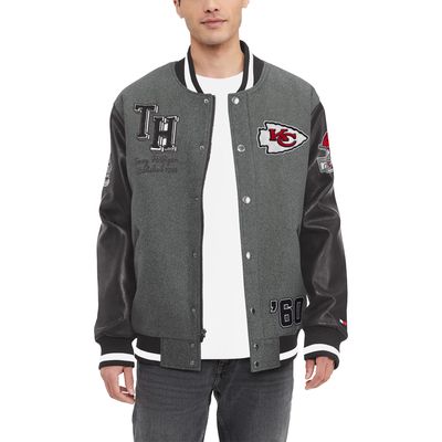 Men's Tommy Hilfiger Heather Gray/Black Kansas City Chiefs Gunner Full-Zip Varsity Jacket