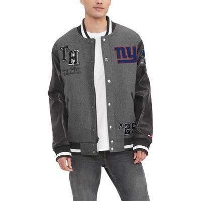Men's Tommy Hilfiger Heather Gray/Black New York Giants Gunner Full-Zip Varsity Jacket