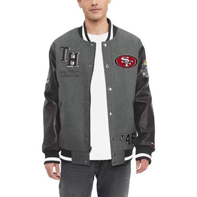 Men's Tommy Hilfiger Heather Gray/Black San Francisco 49ers Gunner Full-Zip Varsity Jacket