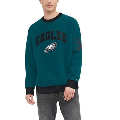 Men's Tommy Hilfiger Midnight Green Philadelphia Eagles Reese Raglan Tri-Blend Pullover Sweatshirt