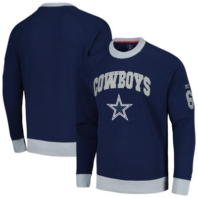 Men's Tommy Hilfiger Navy Dallas Cowboys Reese Raglan Tri-Blend Pullover Sweatshirt