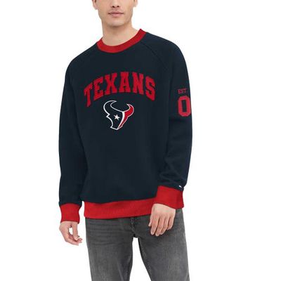 Men's Tommy Hilfiger Navy Houston Texans Reese Raglan Tri-Blend Pullover Sweatshirt