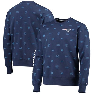 Men's Tommy Hilfiger Navy New England Patriots Reid Graphic Pullover Sweatshirt