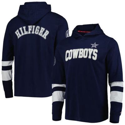 Men's Tommy Hilfiger Navy/White Dallas Cowboys Alex Long Sleeve Hoodie T-Shirt
