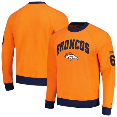 Men's Tommy Hilfiger Orange/Navy Denver Broncos Reese Raglan Tri-Blend Pullover Sweatshirt