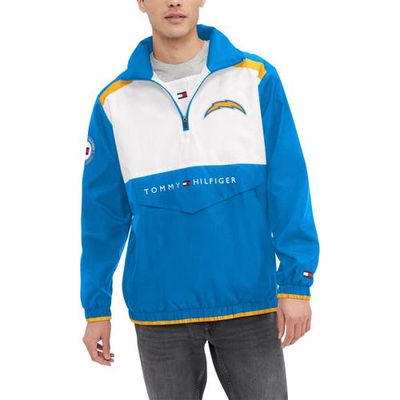 Men's Tommy Hilfiger Powder Blue/White Los Angeles Chargers Carter Half-Zip Hooded Top