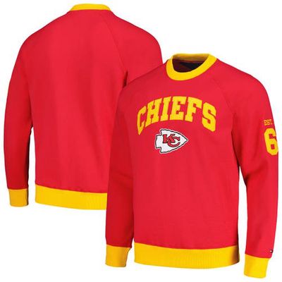 Men's Tommy Hilfiger Red/Gold Kansas City Chiefs Reese Raglan Tri-Blend Pullover Sweatshirt