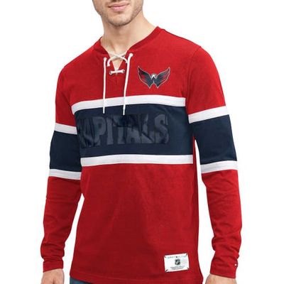 Men's Tommy Hilfiger Red Washington Capitals Walter Lace-Up Long Sleeve Top