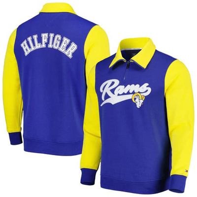 Men's Tommy Hilfiger Royal/Gold Los Angeles Rams Aiden Quarter-Zip Sweatshirt