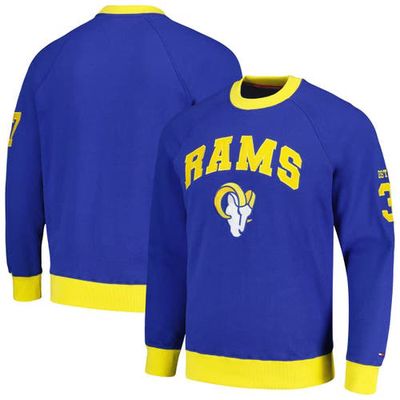 Men's Tommy Hilfiger Royal/Gold Los Angeles Rams Reese Raglan Tri-Blend Pullover Sweatshirt