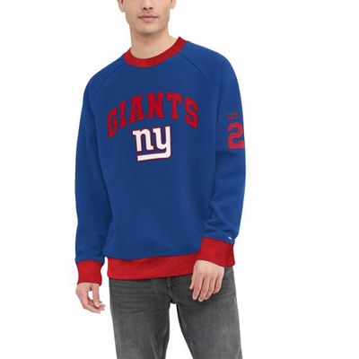Men's Tommy Hilfiger Royal New York Giants Reese Raglan Tri-Blend Pullover Sweatshirt