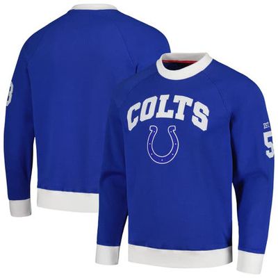 Men's Tommy Hilfiger Royal/White Indianapolis Colts Reese Raglan Tri-Blend Pullover Sweatshirt