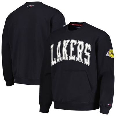 Men's Tommy Jeans Black Los Angeles Lakers Henry Pullover Sweatshirt